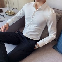 남성캐쥬얼셔츠 영국 스타일 긴 소매 셔츠 남성 의류 패션 봄 비즈니스 정장 착용 슈미즈 옴므 슬림 피트 Camisa Masculina