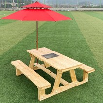 튼튼테이블 바베큐야외테이블사이즈색상선택 정원 불판테이블 김건모테이블, 02. 4인 개방형 바베큐테이블 월넛도색