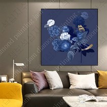 보석 비즈 십자수 블루 장미 대형 패브릭 DIY