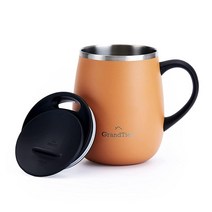 GRANDTIES 핸들 단열 커피 머그 스톤 그레이, Carrot