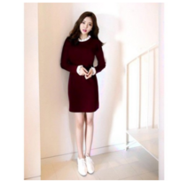 Ogfaour겨울원피스 2019가을겨울셋트 긴팔원피스 두꺼운 털추가 언더셔츠 빅사이즈 여성패션 슬림핏 랩스커트 트렌디