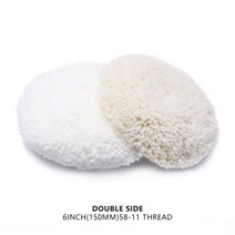 SPTA 3/5/6/8 인치 단일 페이스 모직 연마 패드 후크 및 루프 버핑 폴리셔 천연 양모, 6inch 58-11 Thread|2 Pcs