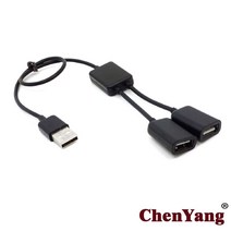 Zihan 듀얼 USB 2.0 포트 허브 케이블 버스 전원 노트북 PC 마우스, 01 Black_01 0.3m
