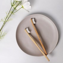 생분해 대나무 칫솔 미세모 각인 칫솔 생분해 제로웨이스트칫솔 치간칫솔 대나무칫솔 친환경 천연수세미 나무칫솔, 화이트