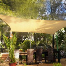 매쉬 패브릭 썬쉐이드 삼각 사각 차광막 옥상 정원 펜션 수영장 천막 그늘막 차단막, 패브릭썬쉐이드, 사각4x4 딥베이지