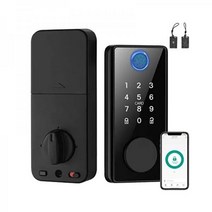 Cilee 스마트 지문 도어락 블루투스 앱 키리스 엔트리 도어락 키패드 디지털 지문 앱 IC 카드가 있는 전자 도어락 가정 호텔 아파트용 자동 잠금 생체 인식 데드볼트, 블랙.