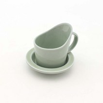 달소금 도자기 싱글 종이컵 홀더/받침세트(5color), 색상:라이트그린SET(유광), 단품
