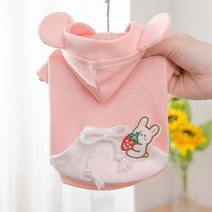 펫라이엇 강아지옷 봄 가을 베어 후디 티셔츠, 토끼 핑크