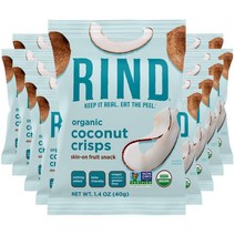 미국직구 RIND 스낵 무설탕 코코넛 크립스 싱글 서브백 케토 프렌들리 팔레오 말린 과일 칩 위의 스킨 고섬유 1.4온스 12팩, 상세참조, 수량