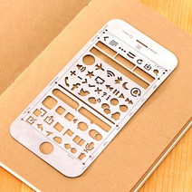 크리에이티브 전화 6S 웹 UI 라이프 컷 아웃 드로잉 스텐실 금속 DIY 눈금자 북마크 노트북 플래너 스케치 스테인레스 스틸 디자인, [01] Iphone 6S