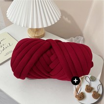 코드99 벨벳 자이언트 얀 1kg 뜨개실 가방 만들기 키링증정, 벨벳 자이언트 1kg_로즈레드+곰돌이 키링