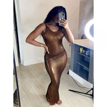 홈드레스 여성롱원피스 여성정장원피스 Hawthaw 여성 가을 여름 Bodycon 파티 솔리드 컬러 민소매 긴 드레스 Sundress 2021 의류 Streetwear 도매