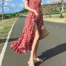 랩스타일 쉬폰 패턴 롱 원피스 Y03