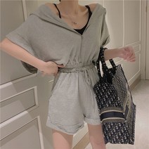 여자 여름 후드 맨투맨 반바지 밴딩 트레이닝복 점프수트