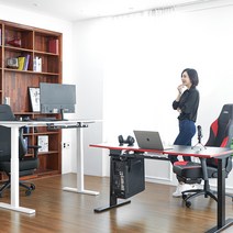 제닉스 ARENA-X 전동 스탠딩 높이조절 컴퓨터 게이밍 책상 모션데스크, 전동다리 : 화이트, 전동상판 : 1600 올블랙