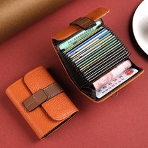 카드지갑 여 콤팩트 가죽감 디가우징 방지 멀티카드 대용량 카드 운전면허증 동전지갑