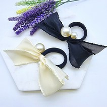 리얼99 진주포인트 리본 헤어곱창 똥머리곱창밴드 리본헤어끈
