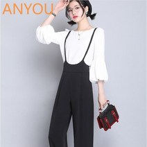 ANYOU 봄 가을 여성용 멜빵 어깨끈 점프수트