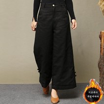 여성용 와이드 통바지 일자핏 겨울 누빔솜 바지 엄마옷 빅사이즈