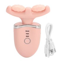 미세 전류 이중 턱 감소 얼굴 목 마사지기 주름 리프팅 롤러 마사지 장치 4 in 1, 02 분홍색, [02] 분홍색