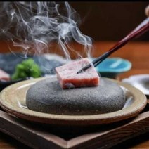 미니 천연 화산석 돌판 스테이크 돌 구이판 미니화로, 짙은 회색 직경 15cm, 1개