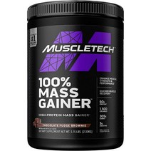 매스 게이너 | MuscleTech 100% 매스 게이너 단백질 파우더 | 근육 강화를 위한 단백질 파우더 | 유청 단백질 + 근육 강화제 | 웨이트 게이너 단백질 파우더 | 크레, Chocolate Fudge Brownie