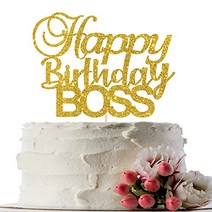 INNORU Happy Birthday Boss Cake Topper Gold Glitter Baby Boy 1st Birthday Happy Birthday for Men Pr, 1