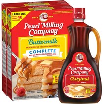 Peal Milling Company Syrup & Mix Combo 펄 밀링 컴퍼니 시럽 710ml 물만 넣는 팬케이크 와플 핫케잌 믹스 907g 2팩, (시럽 1 + 믹스 2), 1세트