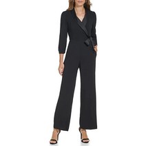 디케이앤와이 DKNY 여성용 새틴 칼라가 긴소매 크레이프 블랙. 163741