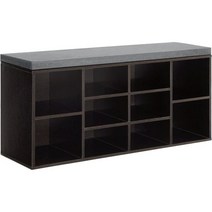 PayLess Here 신발 벤치 보관 벤치 10칸 신발 정리대 3단 신발장 벤치 조절 가능한 선반 거실 입구 복도 침실용 신발 선반 (블랙), Black