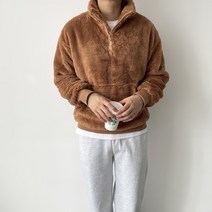 남자양털아노락 남자후리스아노락 겨울 반집업 보아털플리스