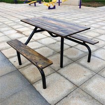 일체형 테이블 의자 구내식당 가구 업소용 스테인레스 식탁 4인용 매점, D