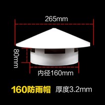 PVC 지붕 에어 벤트 그릴 75mm 110mm 원형 환기 커버 콘센트 루브르 통기성 파이프 엔드 캡 통풍구 시스템, 02 160cm