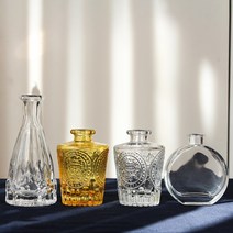 옆동네몰 크리스탈 유리 미니 화병 꽃병 디퓨저 용기 인테리어 글라스, 엔틱 서클 시약 (투명)