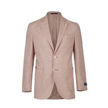 코오롱 캠브리지멤버스 남성 헤링본 프린트 제로 트래블 자켓 핑크 폴리 혼방 뒷판 브리티시 더블 벤트로 MFJBH19740PIX