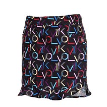 볼빅 여성 골프 멀티 로고 프린트 큐롯 스커트 VLCUJ541_BK