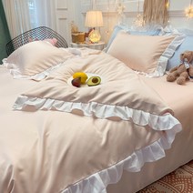 판타지 한국식 세척 코튼 베드 커버 침대 4 피스 세트 인스 타 그램 스타일 소녀 하트 프린세스 스타일 퀼트 커버 침대 시트 3 피스 세트 레이스