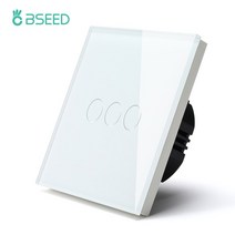 택타일 BSEED EU 표준 USB 단일 소켓 터치 스위치 1 갱 1Way 화이트 크리스탈 센서 벽 조명 전원 더블 콘센트, 없음, 3Gang Switch