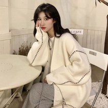 은창]스티치 디테일 오버핏 니트 가디건 봄 여름 가을 겨울 외투 아우터