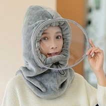 겨울 후드모자 방한 마스크 기모모자 안면마스크, 옵션:브라운