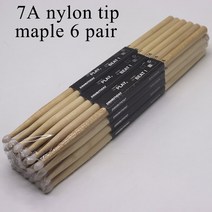 7a 나일론 팁 메이플 우드 드럼 스틱 무광 마감 드럼 스틱 우드 스틱 6 쌍