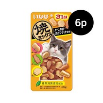 이나바 야끼믹스 가츠오부시 관자 오징어 25g x 6개 고양이 간식 캔