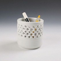 백자소품 백자 투각 원형 필통 펜꽂이 다용도꽂이 중