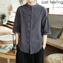 JUST FEEL!NG 여름신상/면 마/리넨/빅사이즈M-5XL/캐주얼/남성/7부 소/셔츠