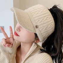 Genpezer 여성 겨울 모자 넥워머 귀달이 귀마개 방울 비니 니트 털