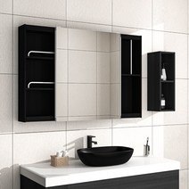 모카바스 슬라이드 욕실 수납장(1200)(댐퍼&손잡이 옵션), 블랙