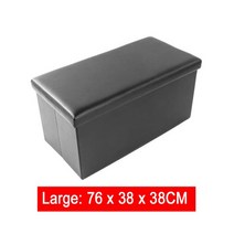 가죽 소파 접이식 입방체 오토만 벤치 가죽 소파 의자 발판 수납 박스 캐비닛 대형 76x38x38cm 가정용, 09 Large Black02