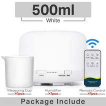 공기 가습기 에센셜 오일 디퓨저 300ml 500ml 1000ml 조명 원격 제어 초음파 전기 아로마 테라피 디퓨저, 화이트 500ml, 영국