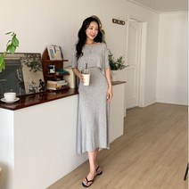 기타브랜드 네쥬 여성 여름 반팔 티셔츠 끈 나시 롱 원피스 세트