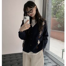 빈티지스웨터디자인 겨울 가을 마름모무늬 학원 무드 와이드 루즈핏 브이넥 어텀 클래식 가디건 코트 여성 2728488625